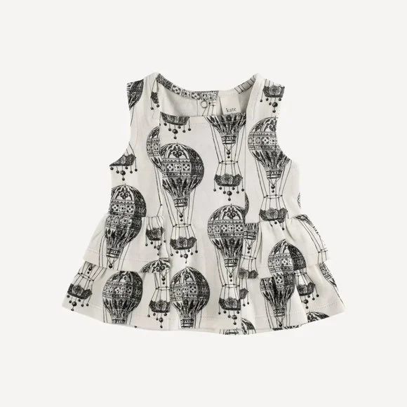 NWT Kate Quinn Hot Air Balloon Sleeveless Double Ruffle Ballerina Top 0-3m - Picture 2 of 6